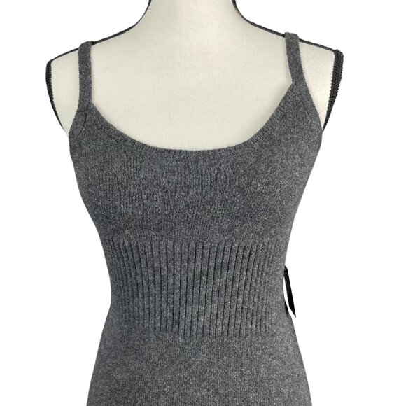 Express Women’s Strappy Ribbed Knit Midi Dress Medium Charcoal Gray Bodycon NWT - Picture 2 of 10